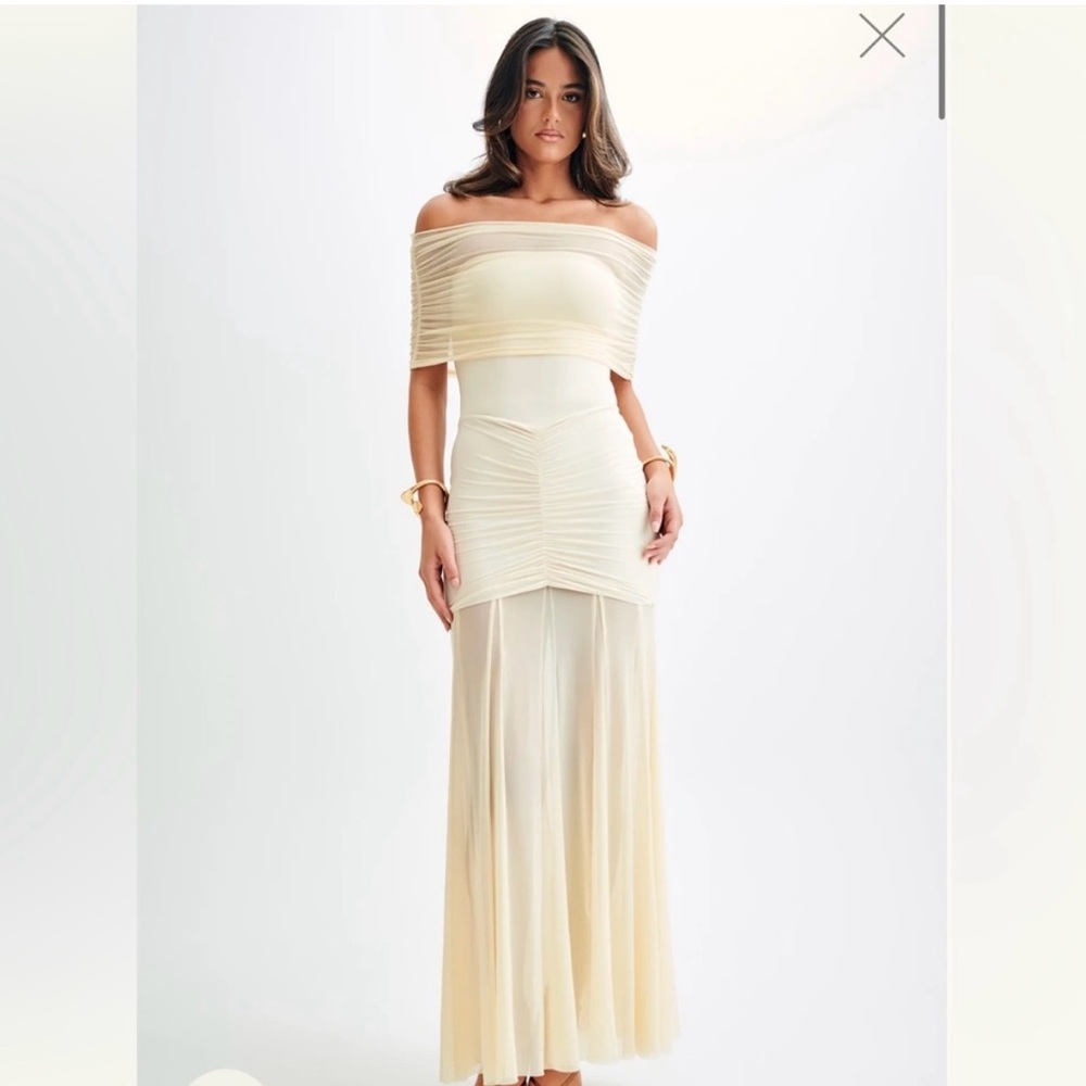 Meshki Off-Shoulder Cream Dress